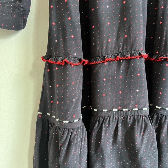 DOLAN Black & Red Dot Embroidered Midi Dress - Picture 5 of 7